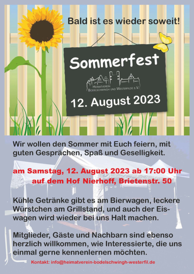 Plakat Sommerfest Heimatverein Bodelschwingh und Westerfilde e.V.