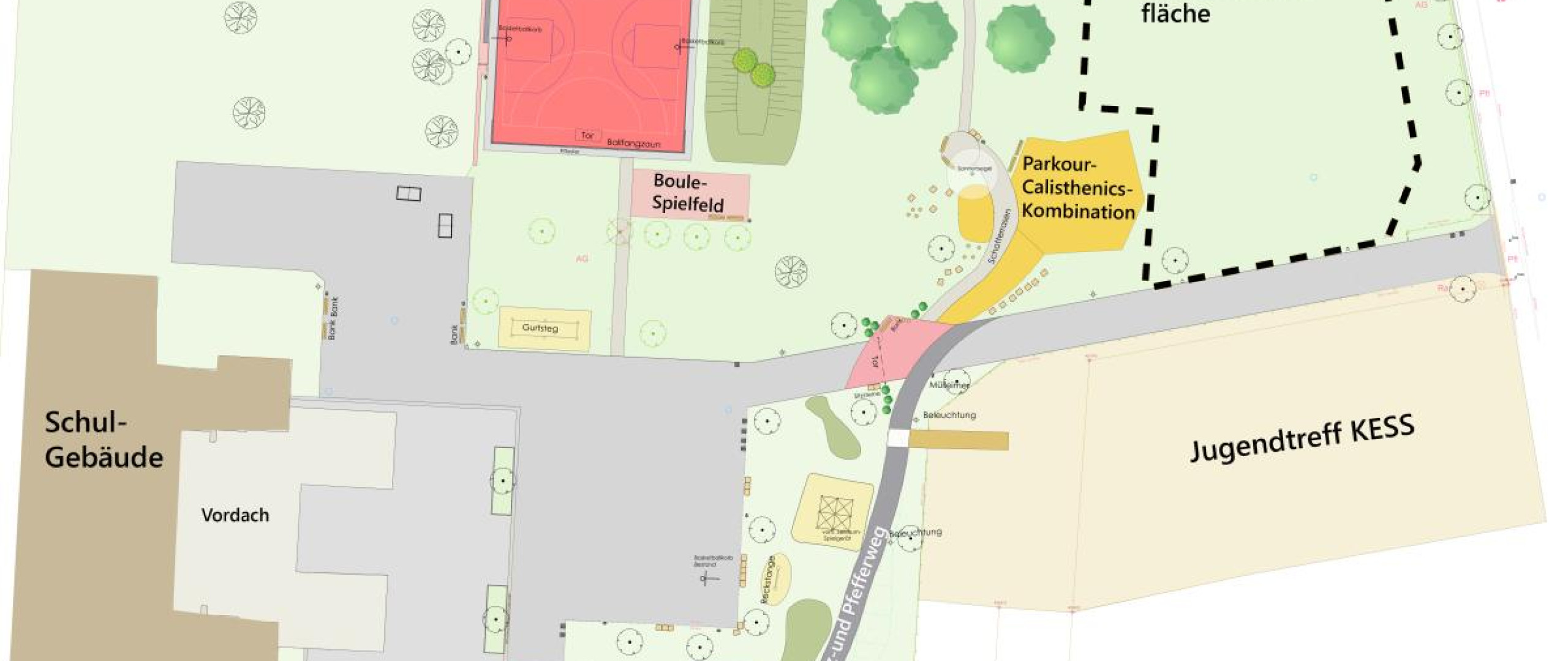 Plan vom Schulhof der Westhausen Grundschule