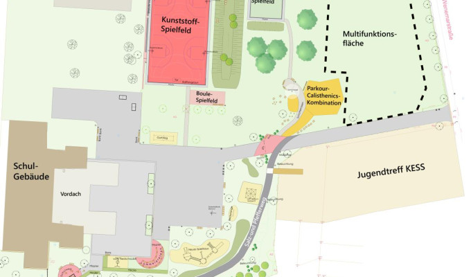Plan vom Schulhof der Westhausen Grundschule